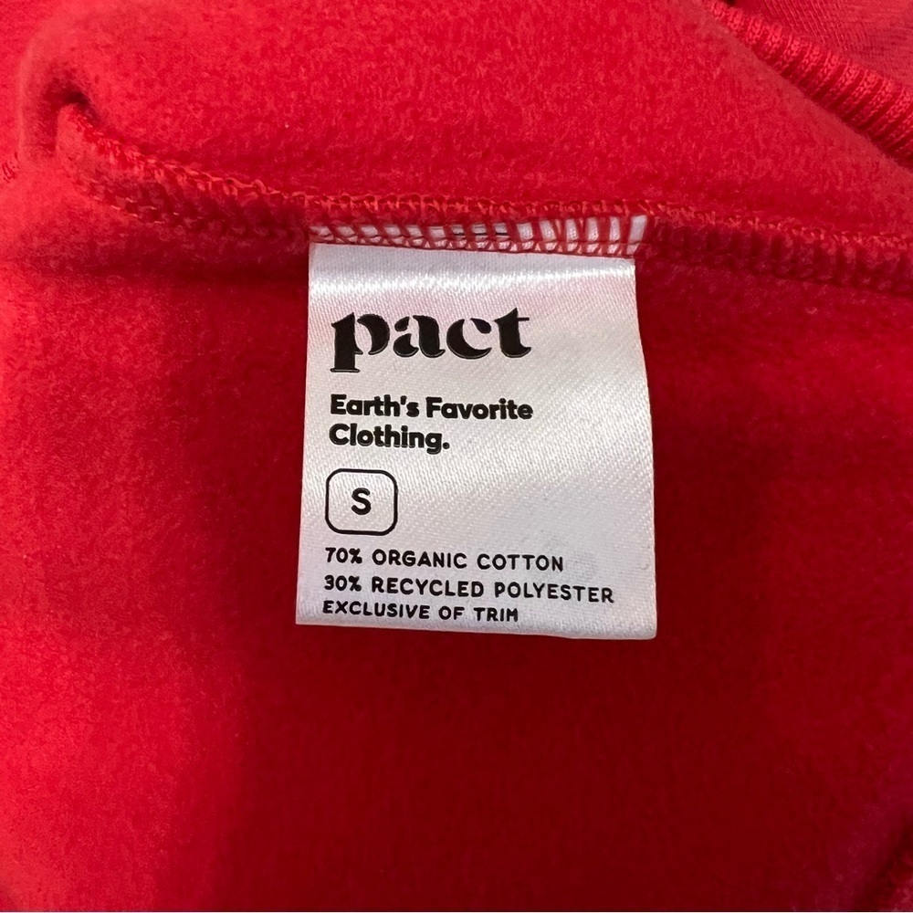 Pact Women’s Calla V-Neck Sweatshirt Rococco Red Small NWT Cozy Athleisure - Picture 4 of 4